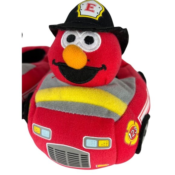 Elmo Fire Truck Slippers Kids Size 5-6 Sesame Street Plush House Shoes - Picture 4 of 8